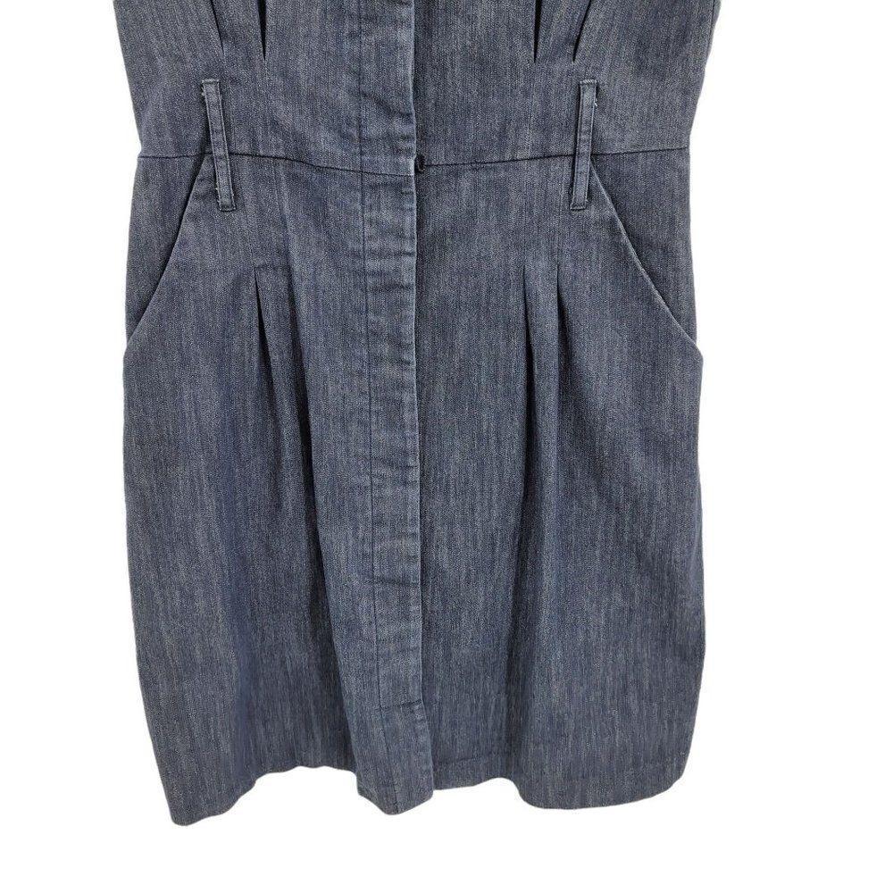 Vtg 90s Coastal Cowgirl Pinafore Denim‎ Mini Jean Dress Sz 6 Stretch Country - Picture 9 of 10
